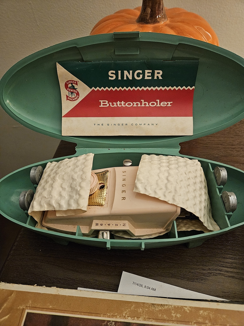 Vintage Singer Buttonholer Attachment With Case And Templates Sewing Buttons - Picture 2 of 10
